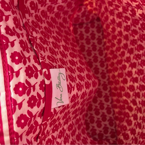 Vera Bradley Twirley Birds Pink Floral Tote Bag EUC- No Call Outs 14 W/ 26 L - Picture 7 of 7